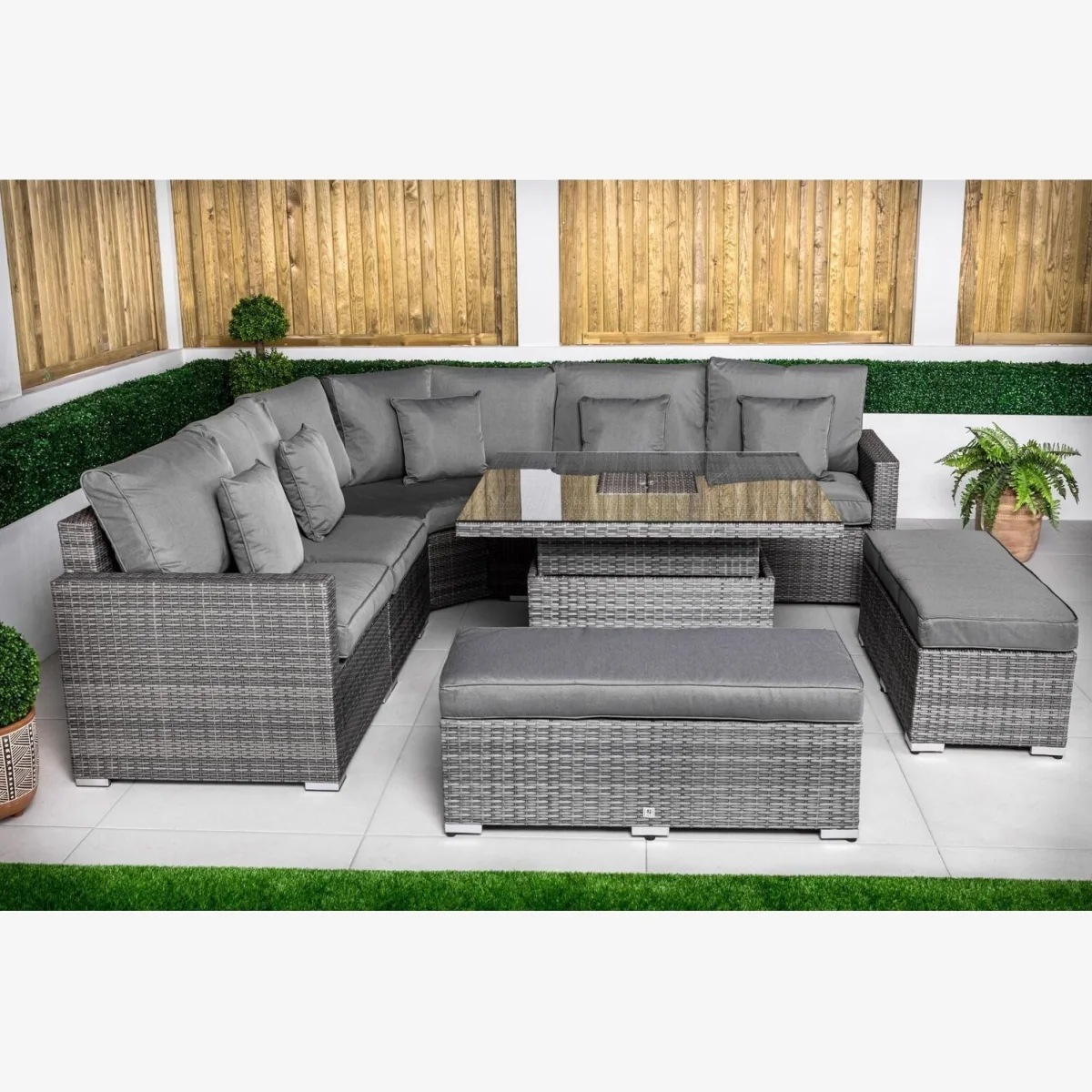 Santorini Ice Bucket Corner Sofa Rattan Garden Furniture - Grey – image 1