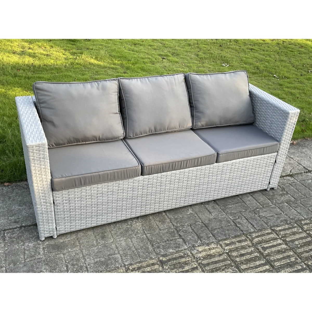 Rattan Garden Funiture Set Rising Lifting Table Sofa Dining Sets - Light Grey Mixed – image 3