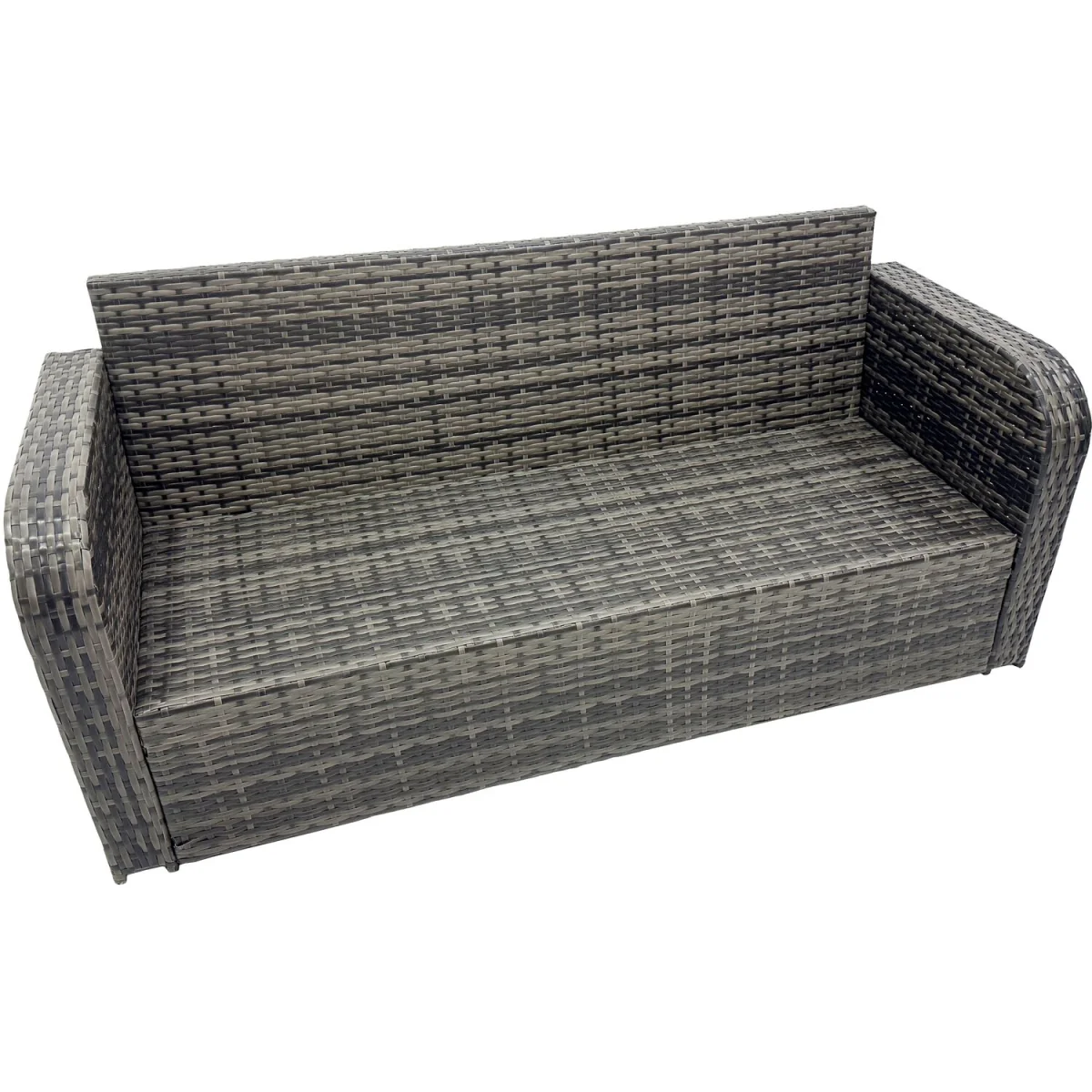 Fimous Outdoor Rattan Furniture Set with Reclining Chairs, 3-Seater Sofas and Fire Pit Table. - Dark Grey Mixed rattan with dark grey fabric – image 3