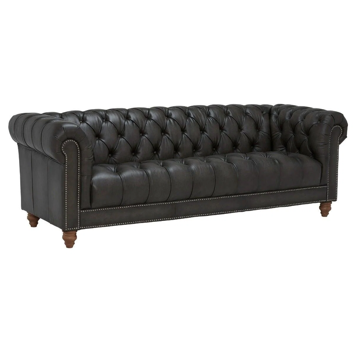 Ullswater Leather 4 Seater Chesterfield Sofa, Grey | Barker & Stonehouse – image 2