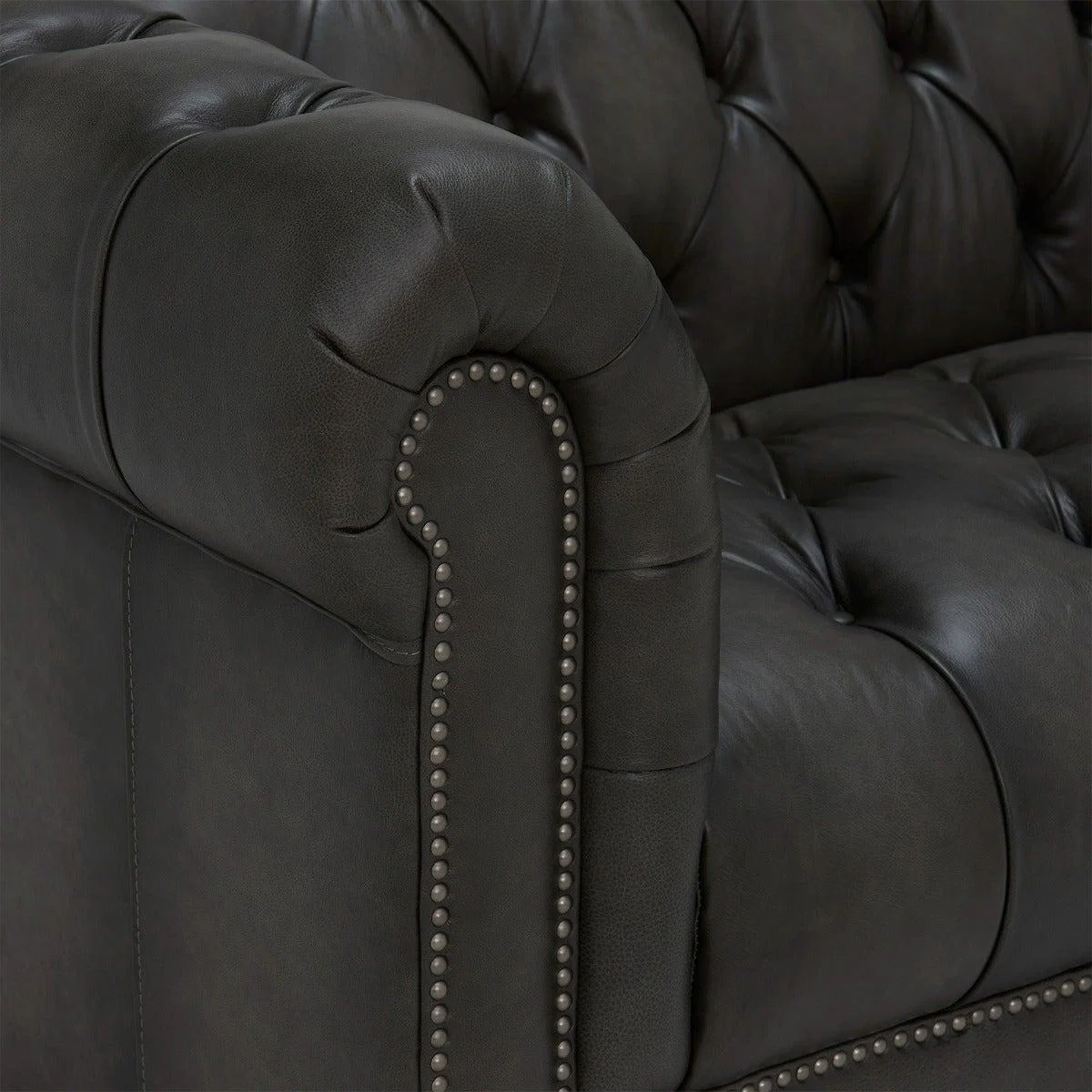 Ullswater Leather 4 Seater Chesterfield Sofa, Grey | Barker & Stonehouse – image 3