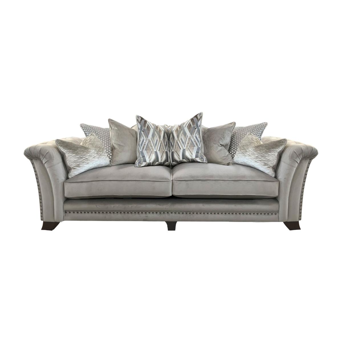 Dorsey Pillow Back 4 Seater Split Frame Sofa, Grey Fabric | Barker & Stonehouse
