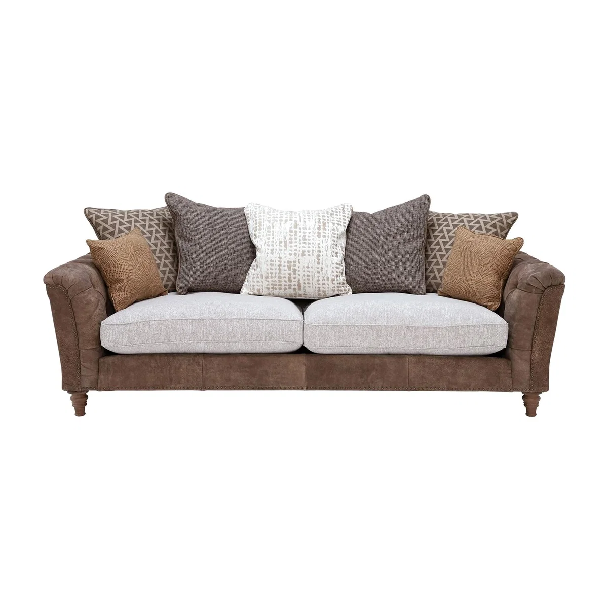 Darwin Extra Large Pillow Back 4 Seater Sofa, Neutral Leather | Barker & Stonehouse – image 1