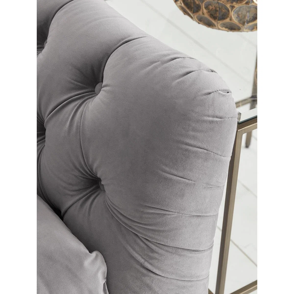 Dora Buttoned Four Seater Sofa - Flint Linen Cotton Blend – image 2