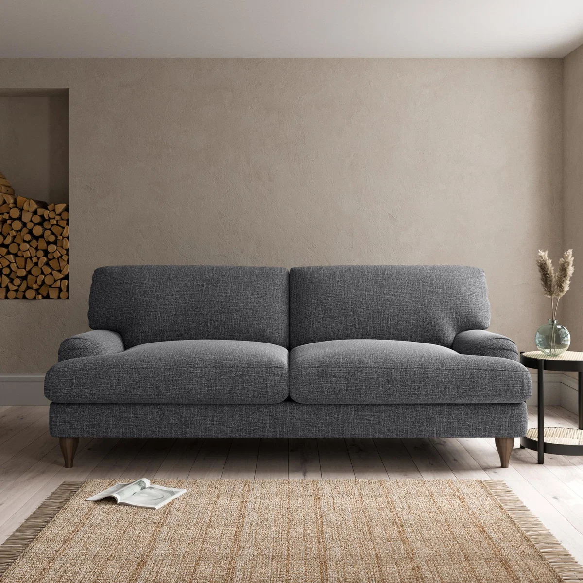 Darwin Slub Cotton Blend 4 Seater Sofa Slub Cotton Black – image 1
