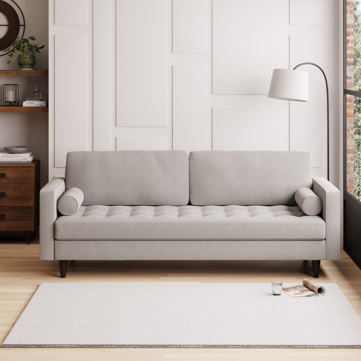 Zoe Boucle 4 Seater Sofa Light Grey – image 1