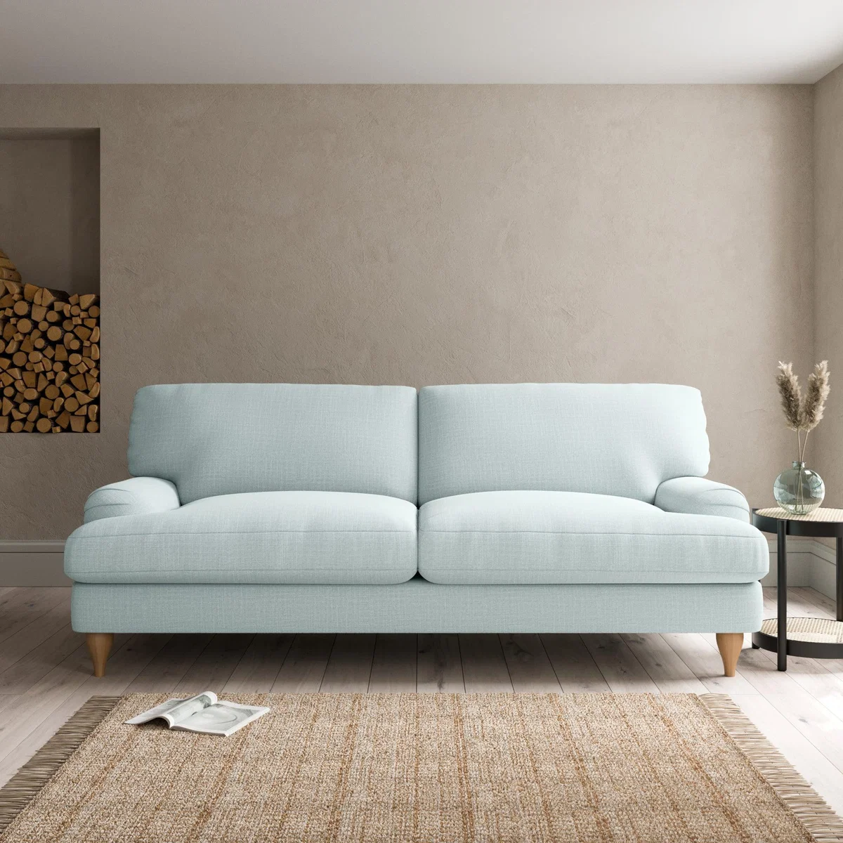 Darwin Slub Cotton Blend 4 Seater Sofa Slub Cotton Light Mineral – image 1
