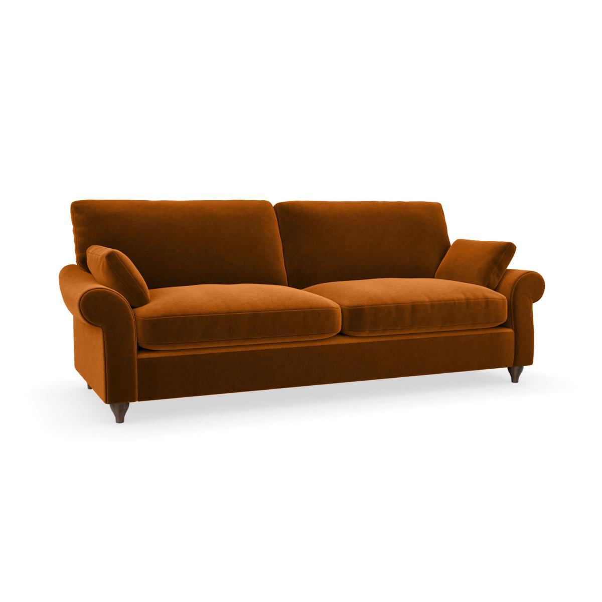 Salisbury Luxury Velvet 4 Seater Sofa Luxury Velvet Orange Umber – image 2