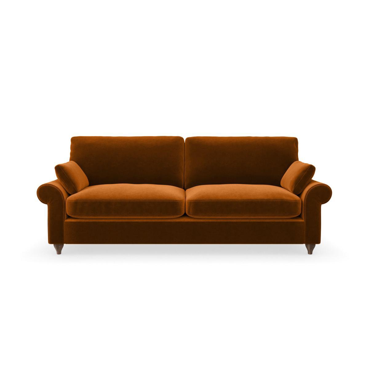 Salisbury Luxury Velvet 4 Seater Sofa Luxury Velvet Orange Umber – image 3