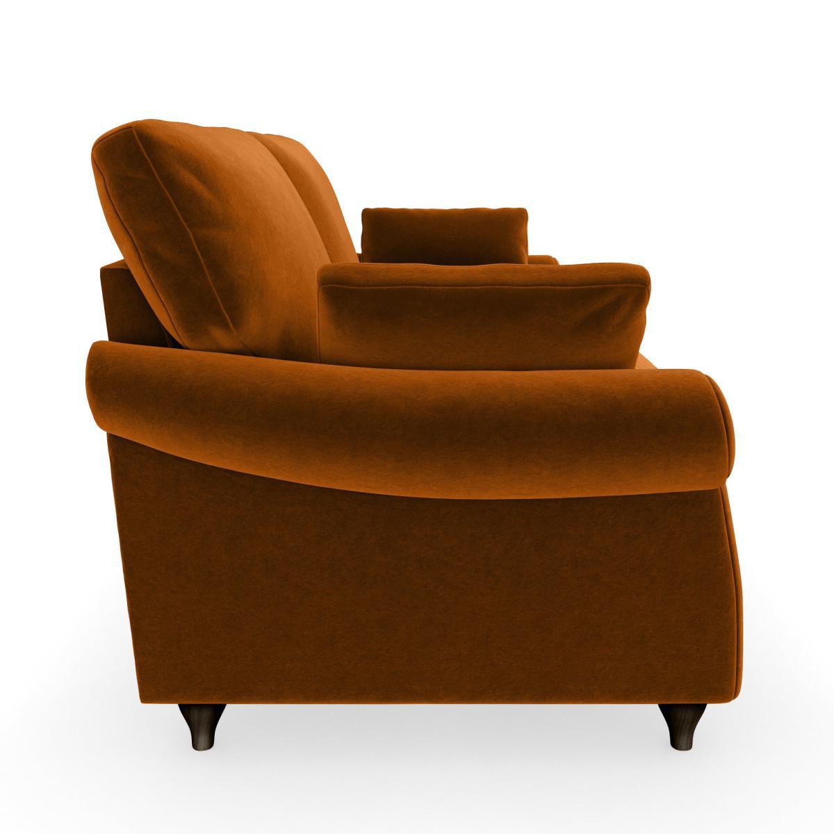 Salisbury Luxury Velvet 4 Seater Sofa Luxury Velvet Orange Umber – image 4