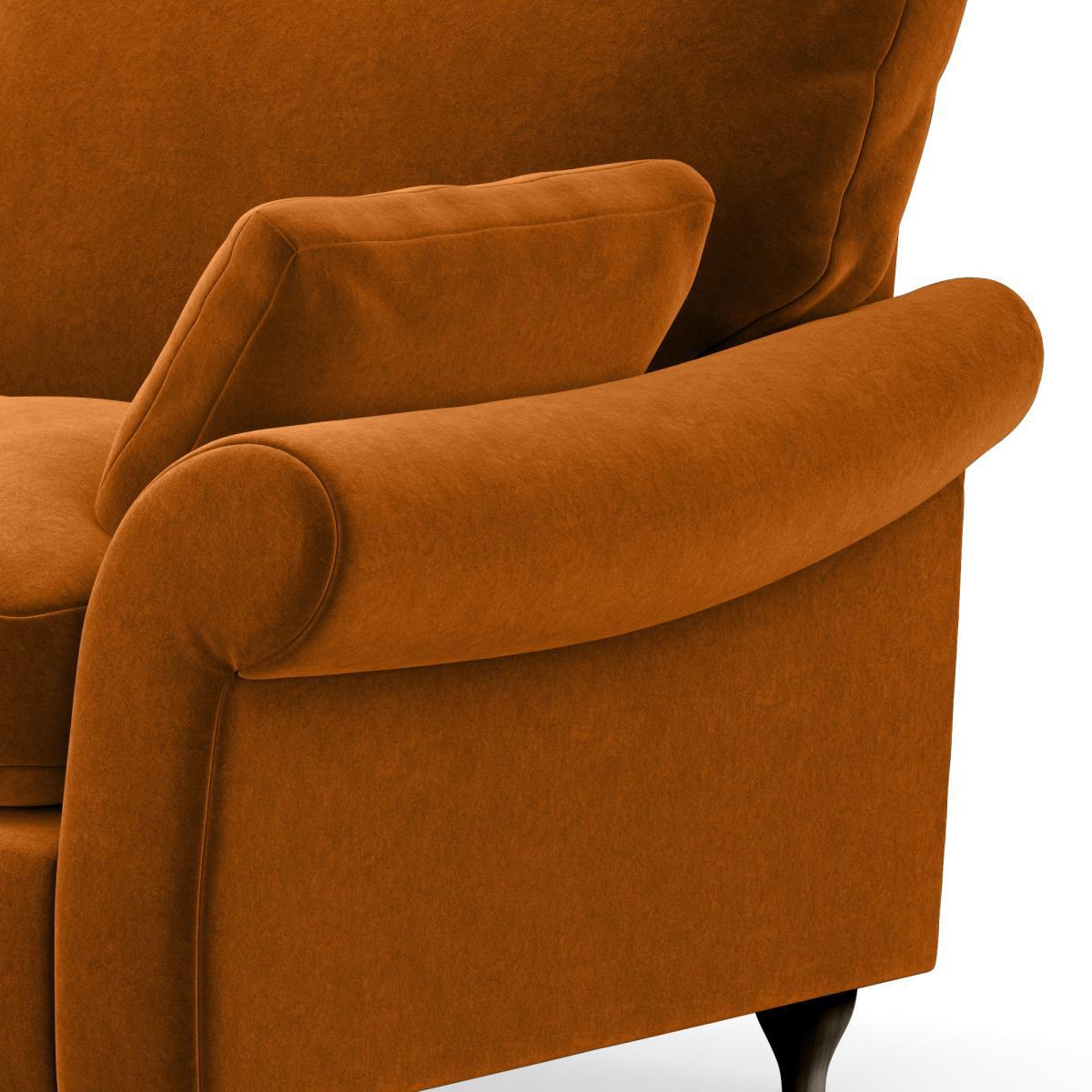 Salisbury Luxury Velvet 4 Seater Sofa Luxury Velvet Orange Umber – image 7