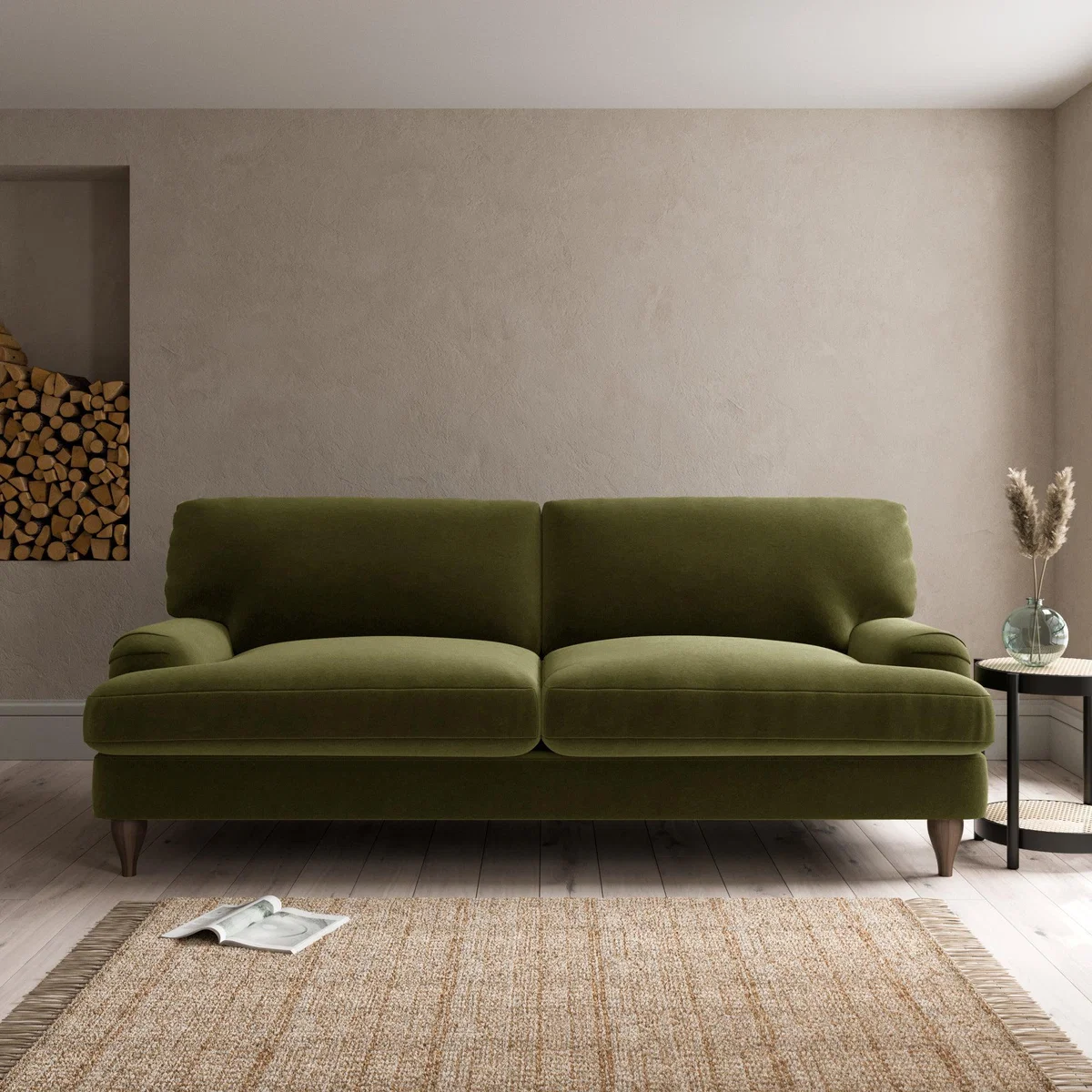Darwin Luxury Velvet 4 Seater Sofa Luxury Velvet Olive – image 1