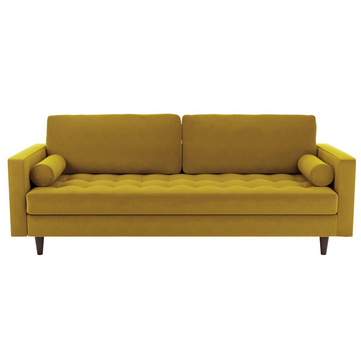 Zoe Velvet 4 Seater Sofa Honey (Yellow) – image 2
