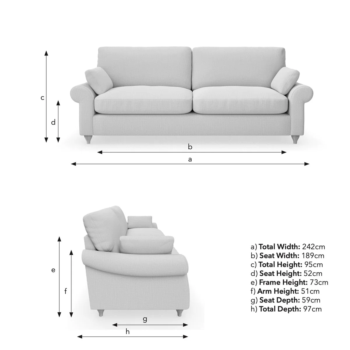 Salisbury Woolly Marl 4 Seater Sofa Woolly Marl Warm Grey – image 9