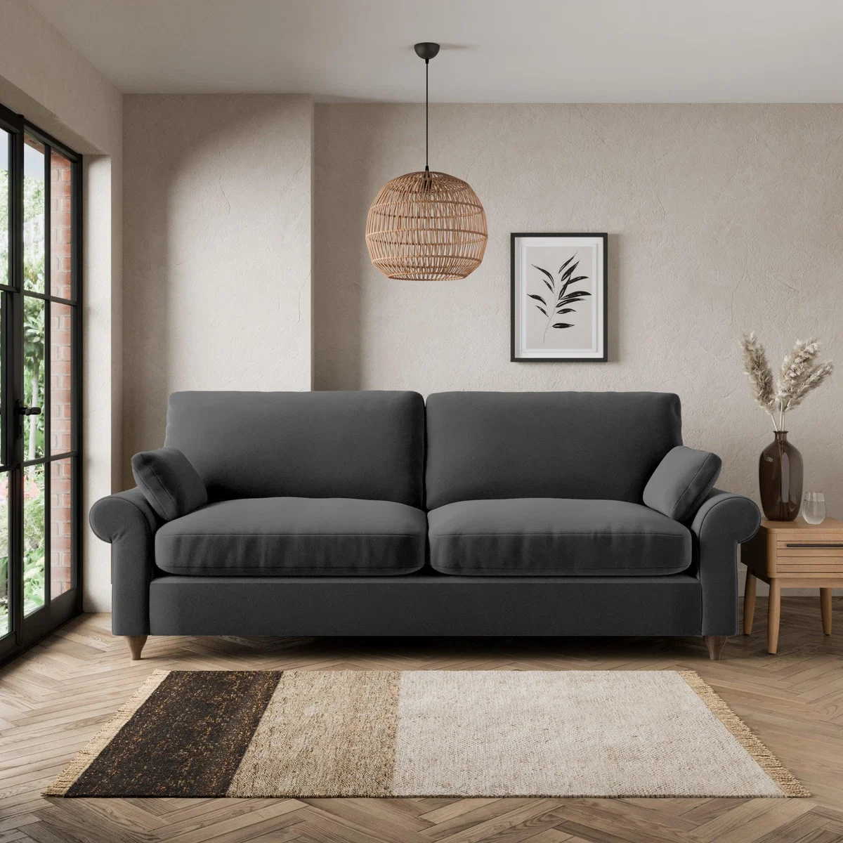 Salisbury Luxury Velvet 4 Seater Sofa Luxury Velvet Black – image 1