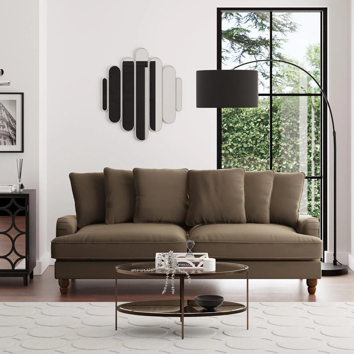 Beatrice Velvet Scatter Back 4 Seater Sofa Taupe – image 1