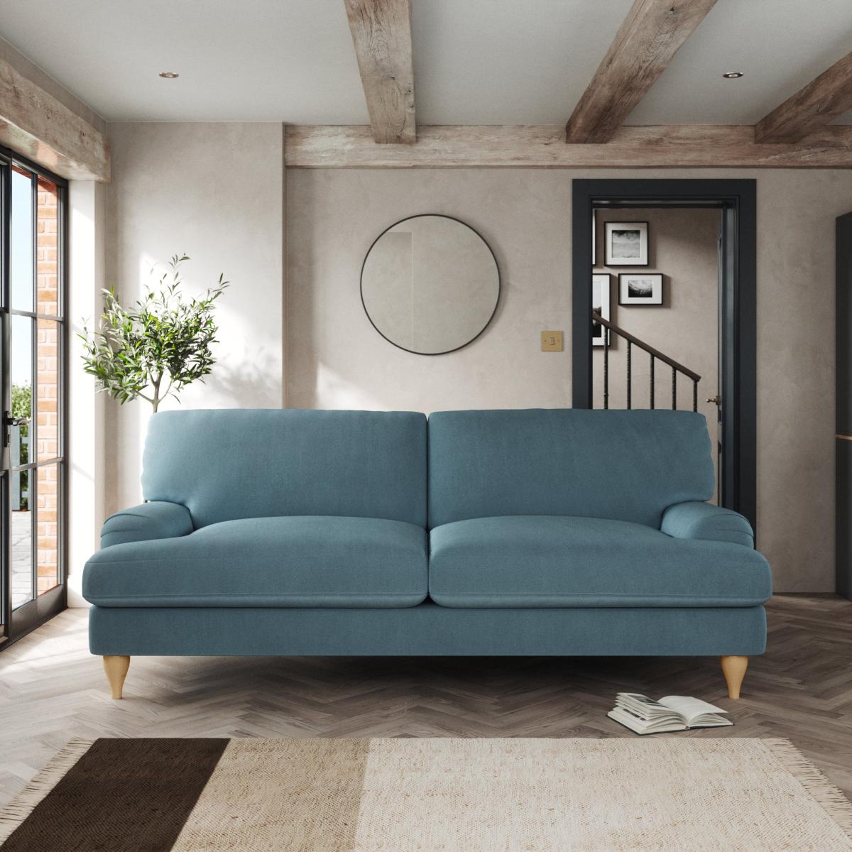 Darwin 4 Seater Sofa Cosy Velvet Pacific – image 1
