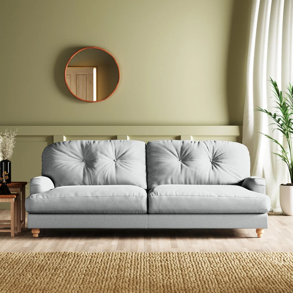 Martha Vintage Velvet 4 Seater Sofa Vintage Velvet Dove Grey – image 1