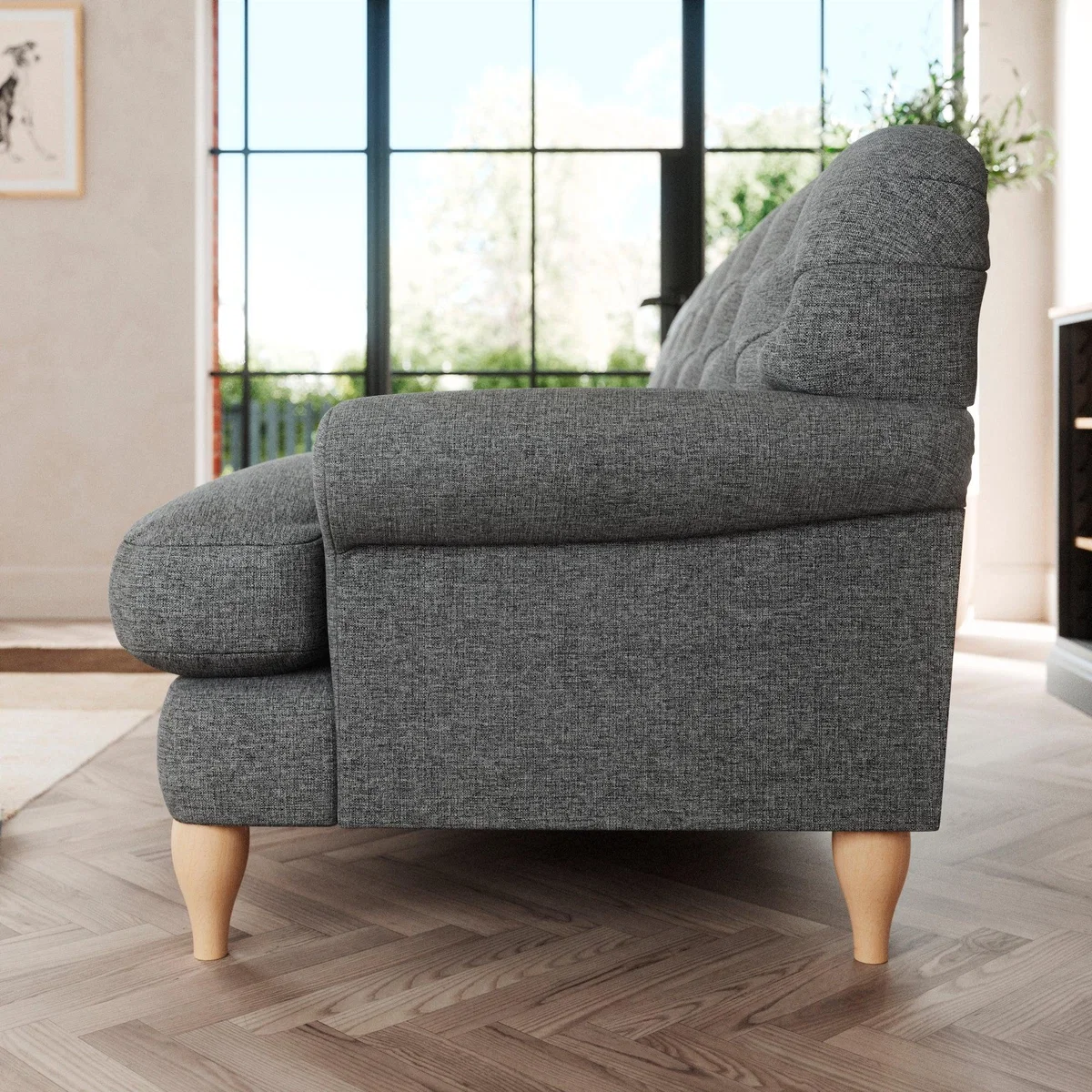 Canterbury 4 Seater Sofa Tonal Weave Charcoal – image 3