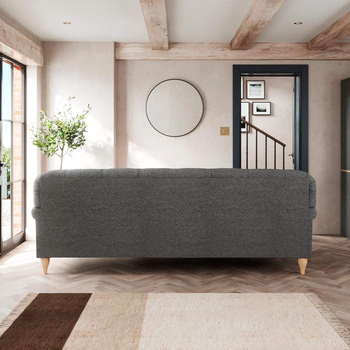 Canterbury 4 Seater Sofa Tonal Weave Charcoal – image 4