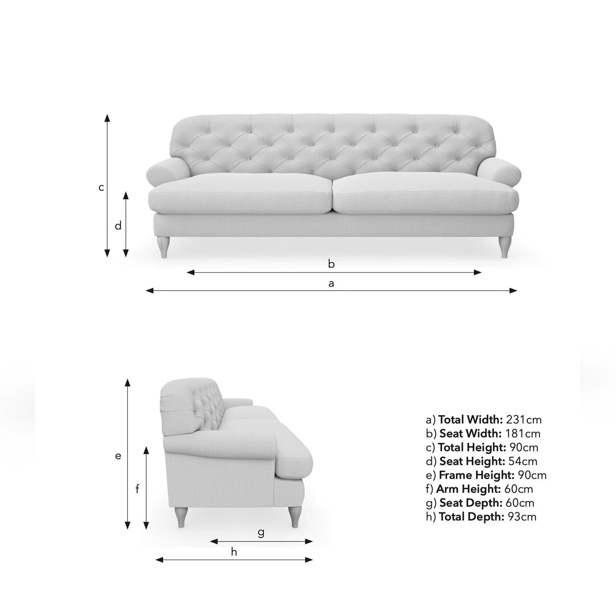 Canterbury 4 Seater Sofa Tonal Weave Charcoal – image 9