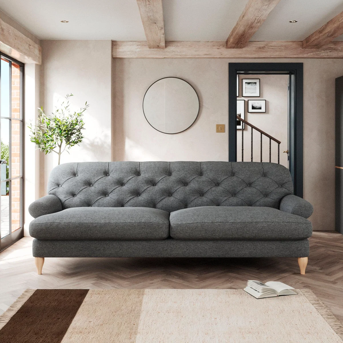 Canterbury 4 Seater Sofa Tonal Weave Charcoal – image 1