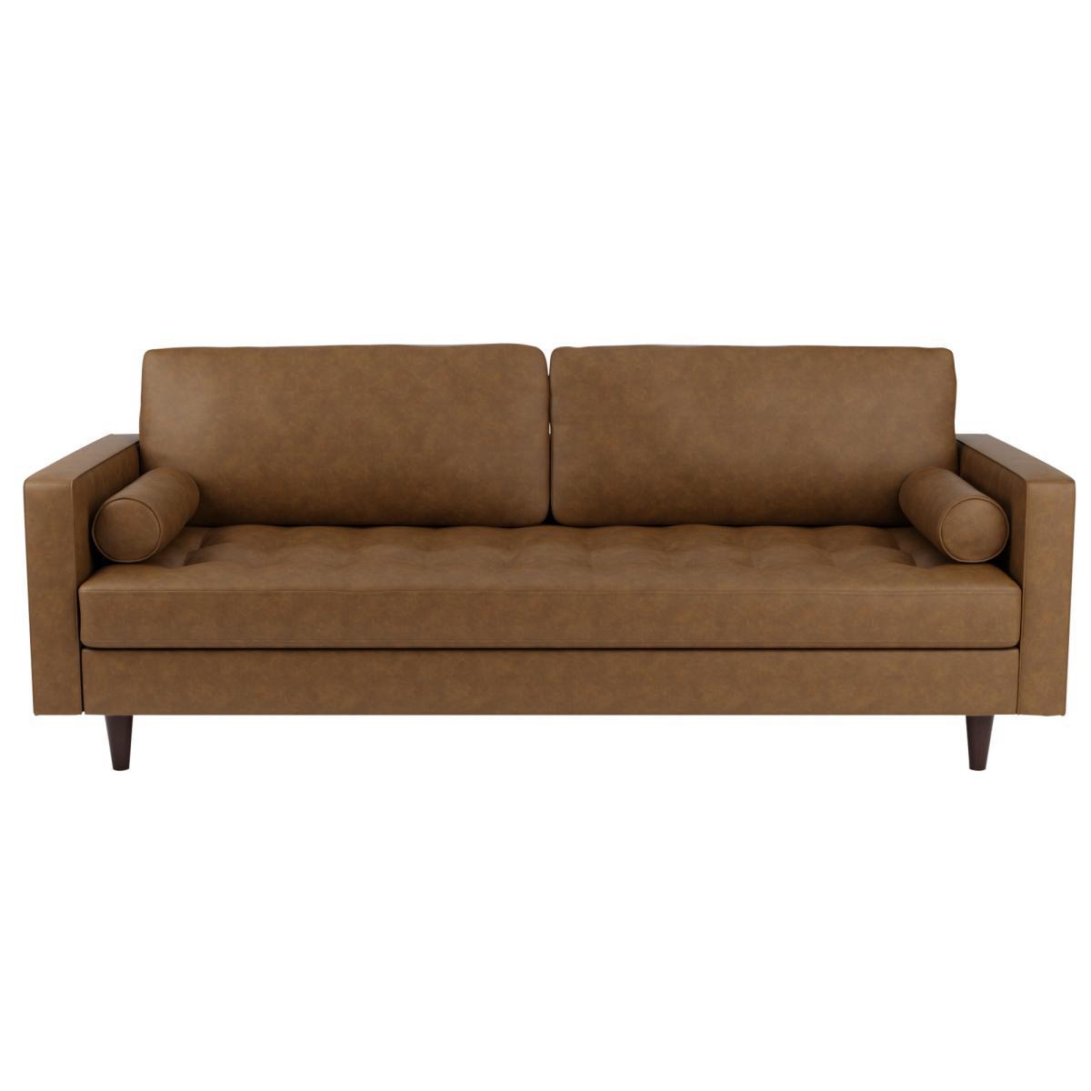 Zoe Faux Leather 4 Seater Sofa Tan (Brown) – image 2