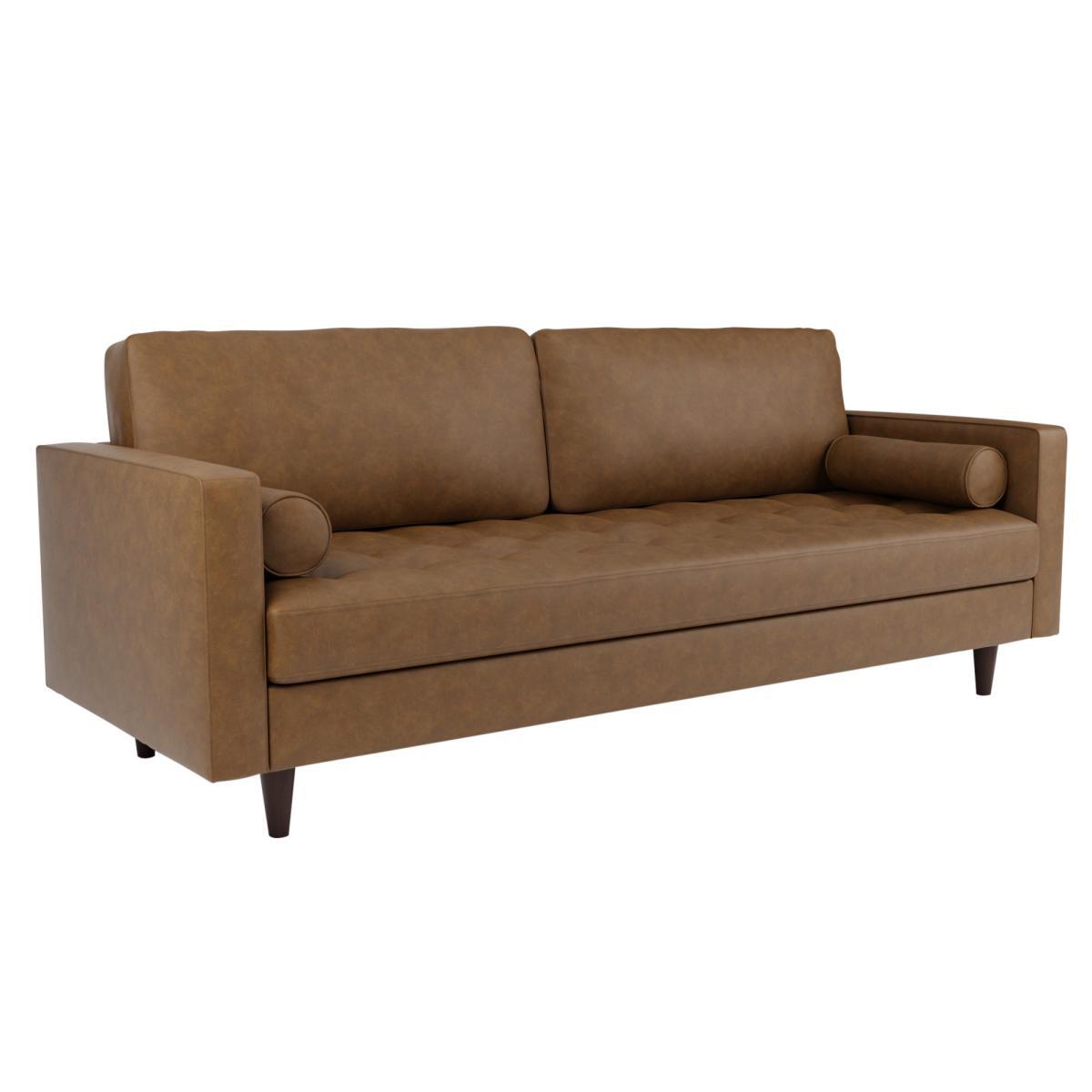 Zoe Faux Leather 4 Seater Sofa Tan (Brown) – image 3