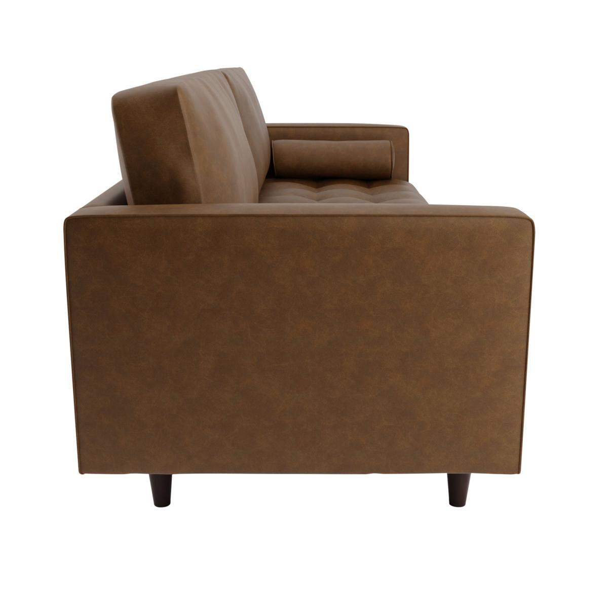 Zoe Faux Leather 4 Seater Sofa Tan (Brown) – image 4