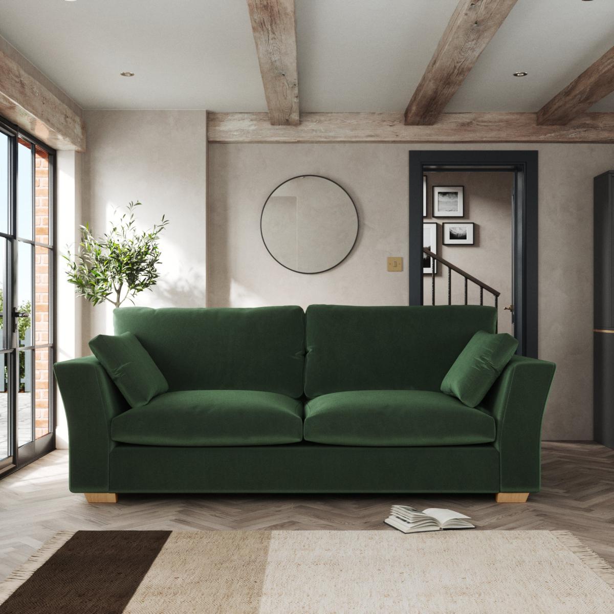 Blakeney 4 Seater Sofa Cosy Velvet Bottle Green – image 1
