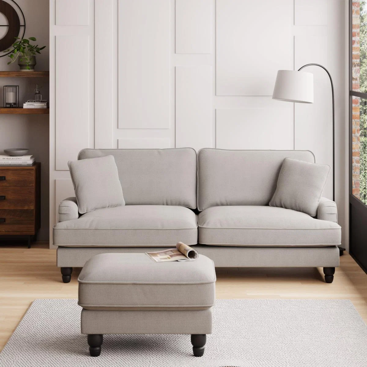 Beatrice Boucle 4 Seater Sofa Light Grey – image 1