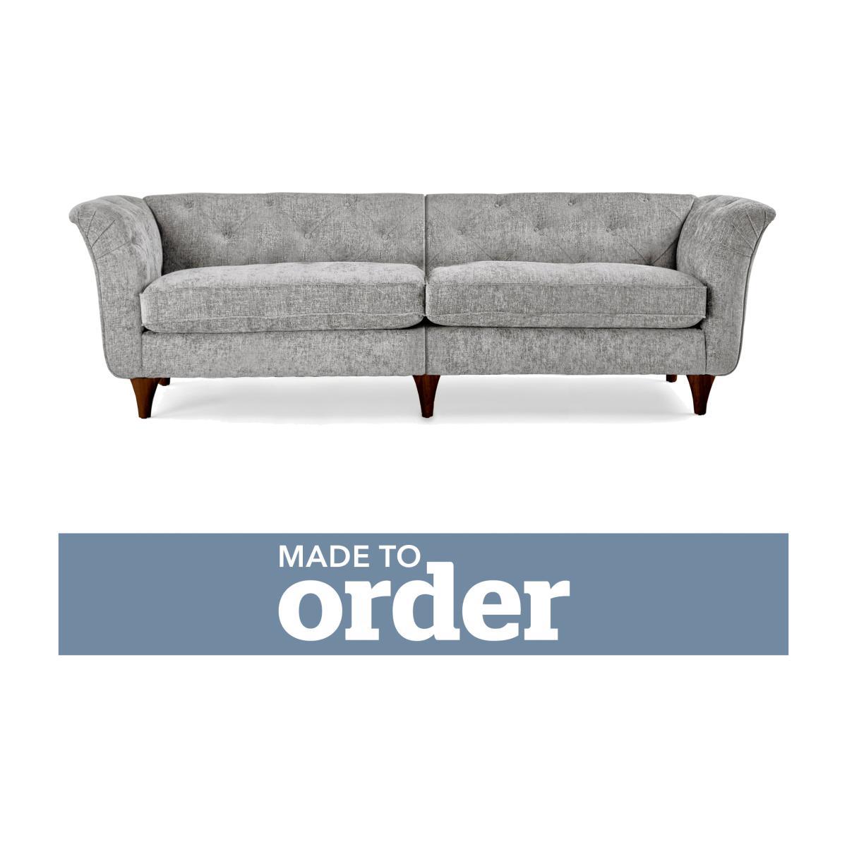 Jaipur 4 Seater Sofa Luxury Chenille Grey – image 1