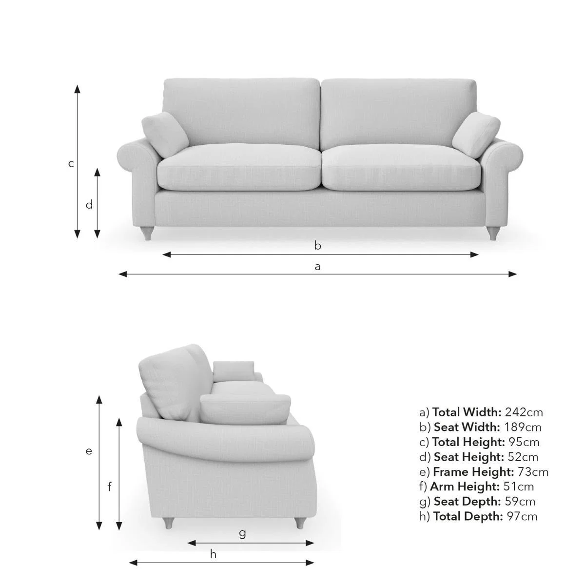 Salisbury Textured Weave 4 Seater Sofa Textured Weave Graphite – image 9