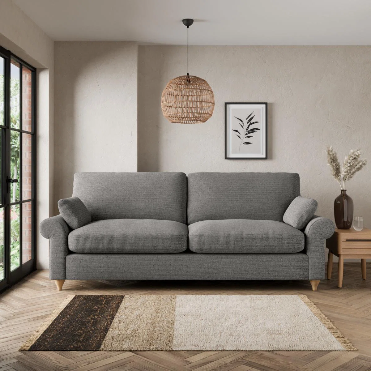 Salisbury Textured Weave 4 Seater Sofa Textured Weave Graphite – image 1