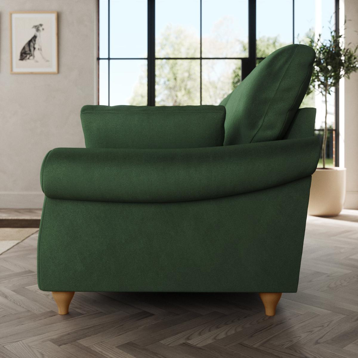 Salisbury 4 Seater Sofa Cosy Velvet Bottle Green – image 3