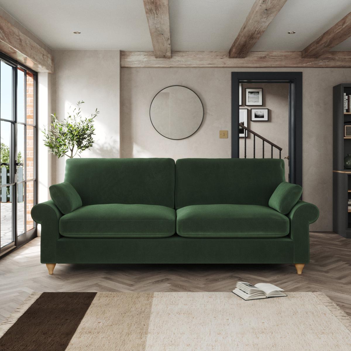 Salisbury 4 Seater Sofa Cosy Velvet Bottle Green – image 1
