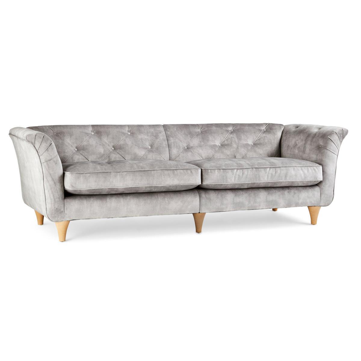 Jaipur 4 Seater Sofa Slub Velvet Yellow – image 2