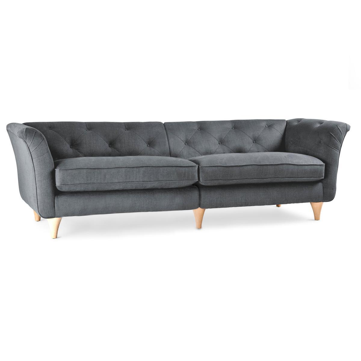 Jaipur 4 Seater Sofa Brushed Plain Fabric Blue – image 2