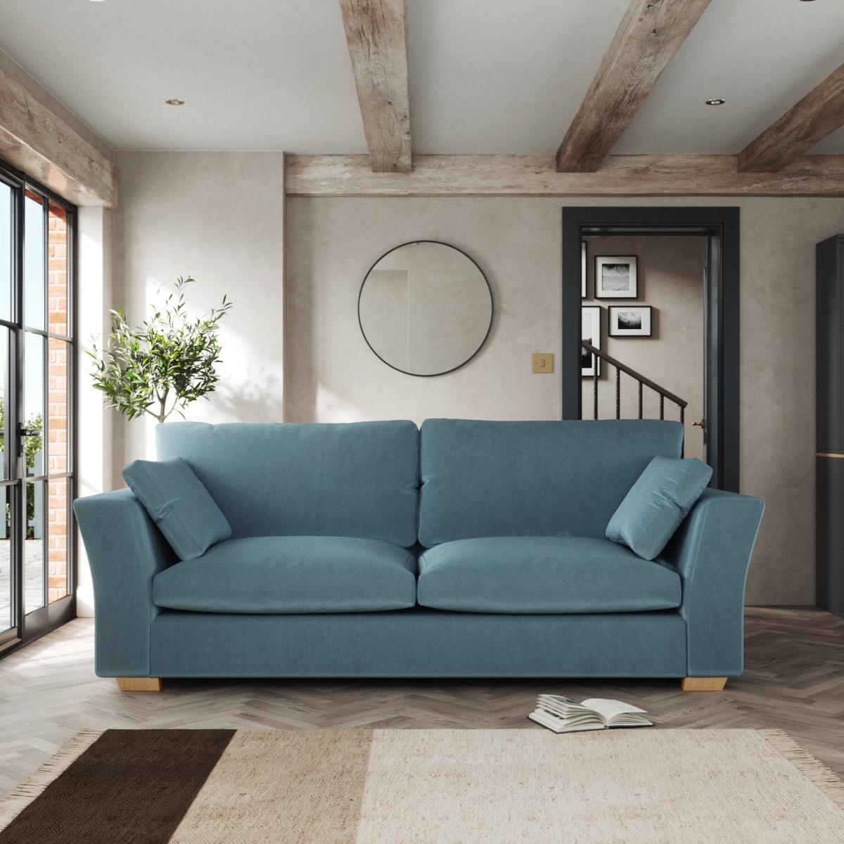 Blakeney 4 Seater Sofa Cosy Velvet Pacific – image 1