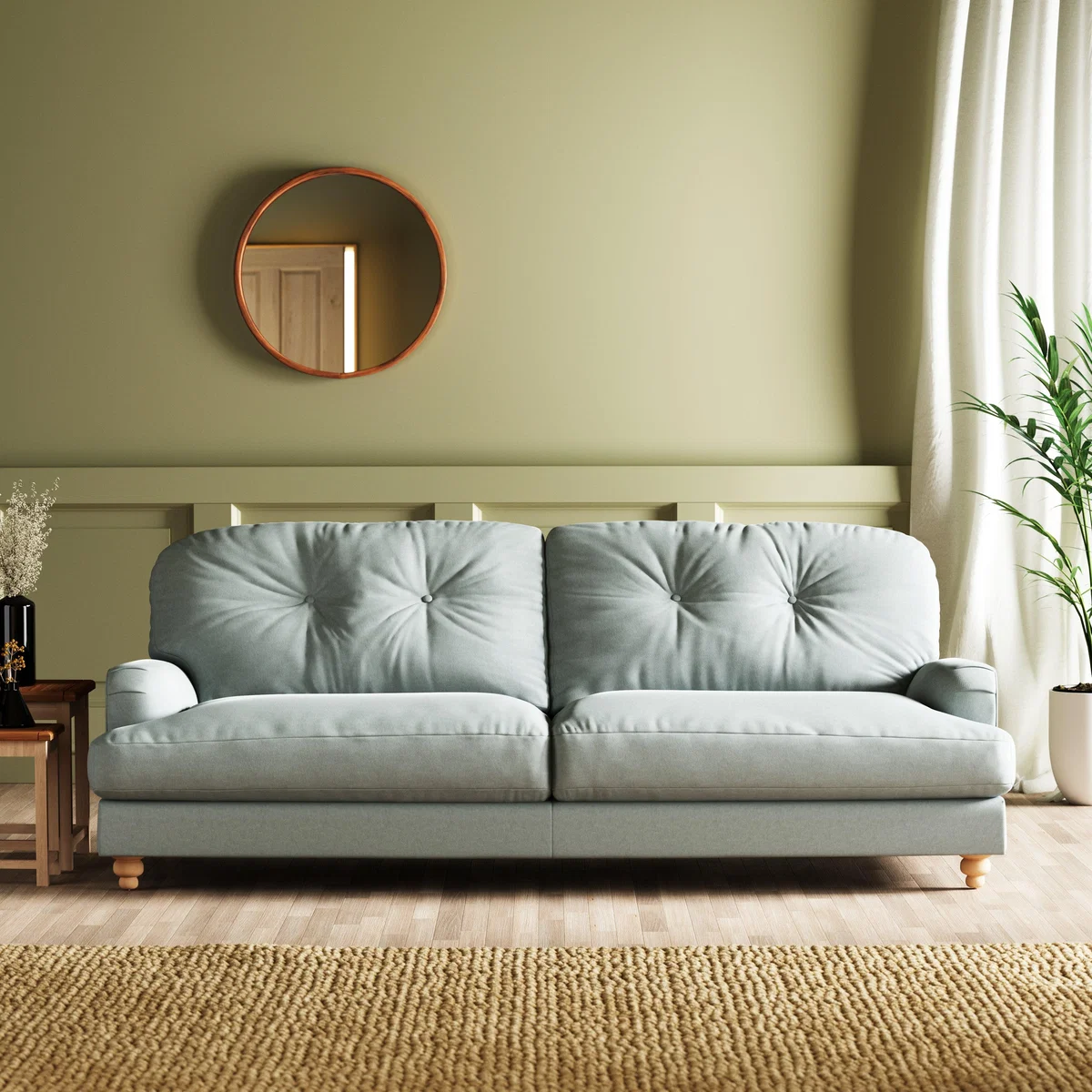 Martha Vintage Velvet 4 Seater Sofa Vintage Velvet Soft Blue – image 1