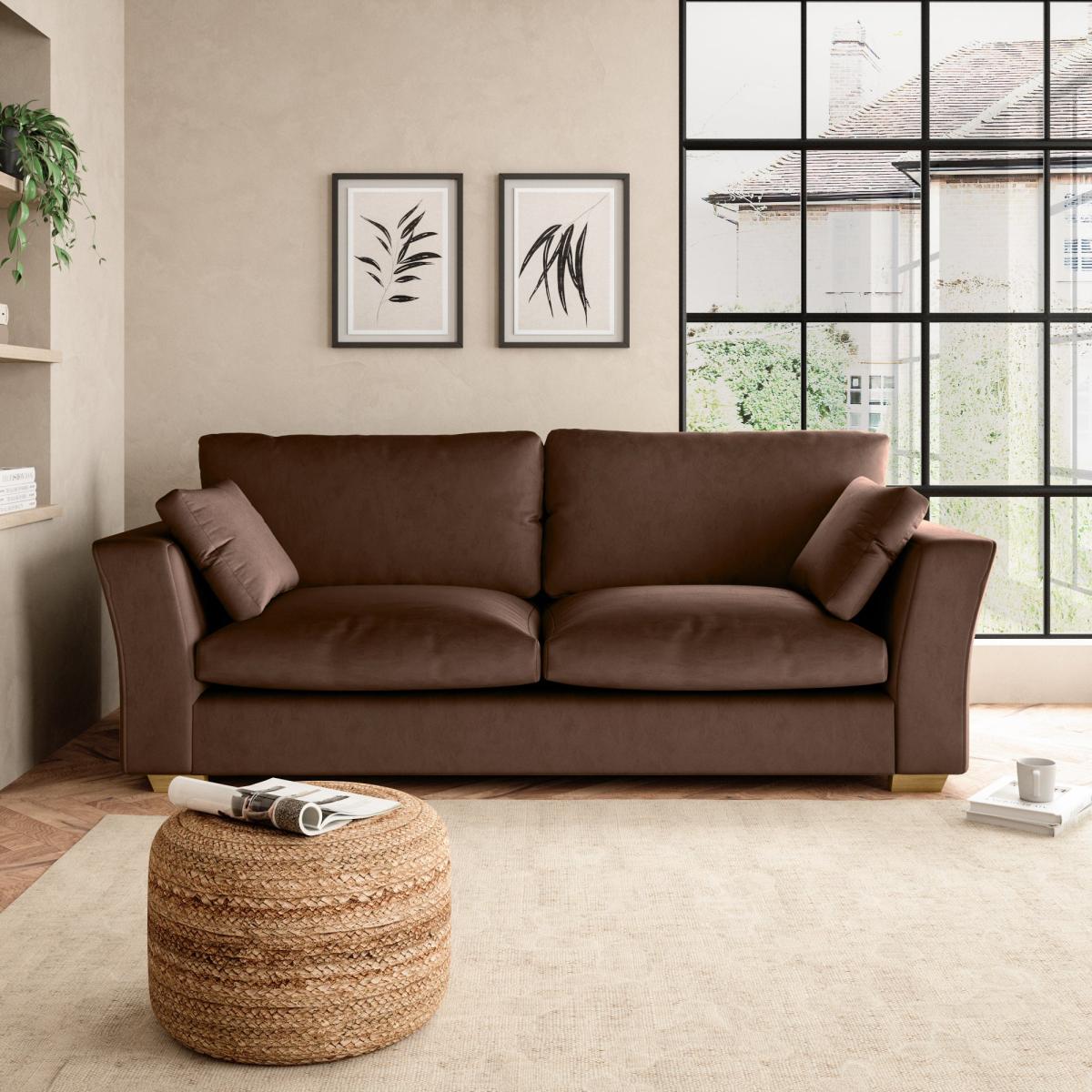 Blakeney Luxury Velvet 4 Seater Sofa Luxury Velvet Pinecone – image 1