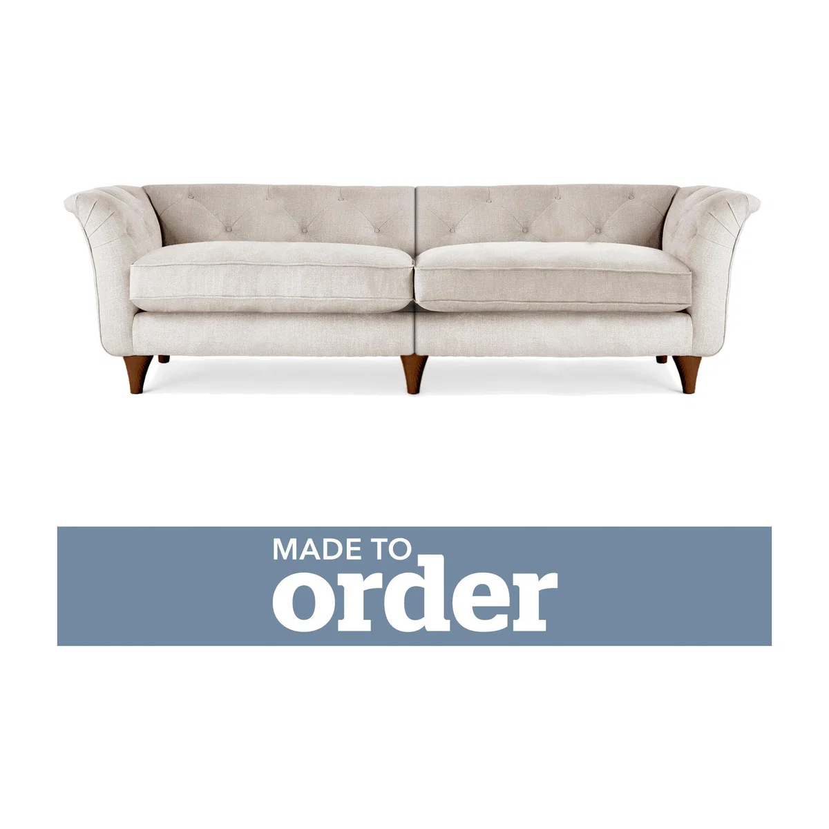 Jaipur 4 Seater Sofa Brushed Plain Fabric White – image 1