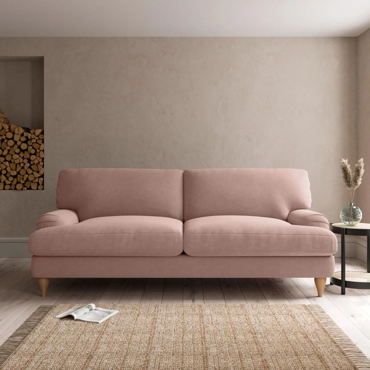 Darwin Luxury Velvet 4 Seater Sofa Luxury Velvet Peach Blush – image 1