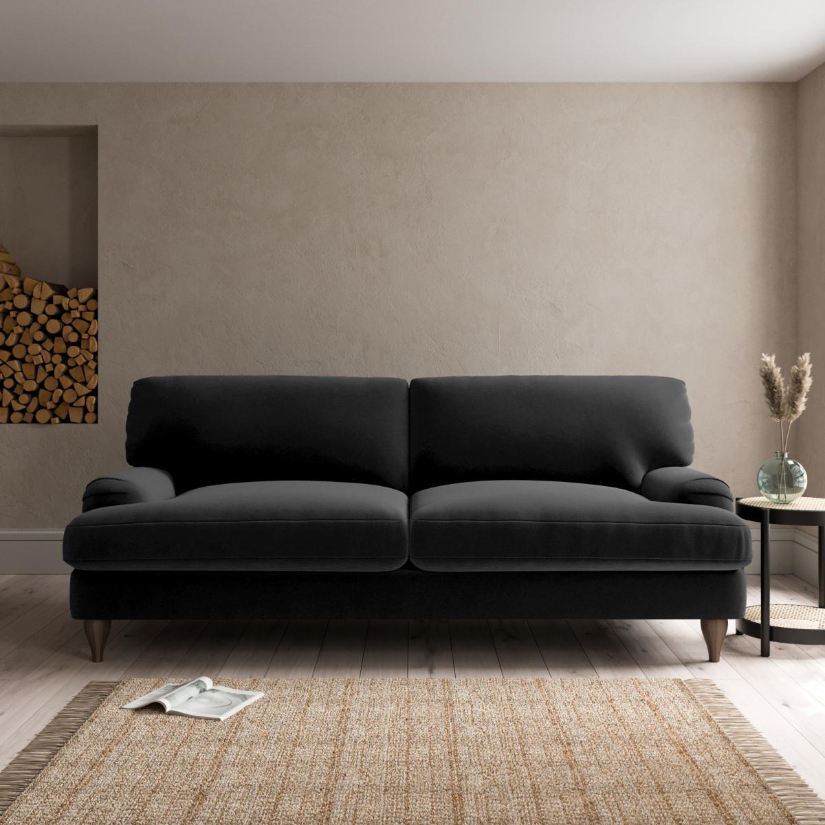Darwin Luxury Velvet 4 Seater Sofa Luxury Velvet Black – image 1