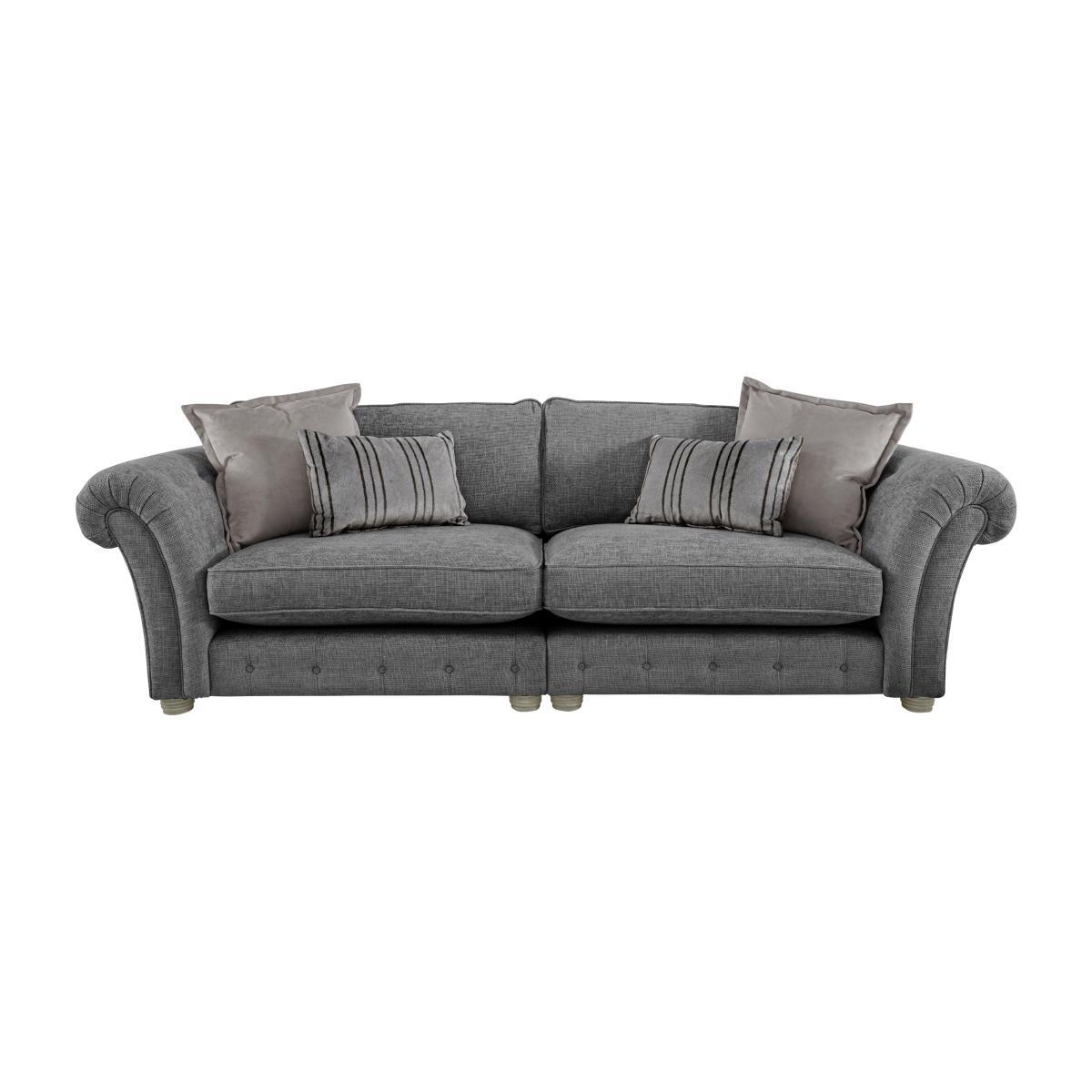 Oyster Bay 4 Seater Split Fabric Classic Back Sofa - Grey – image 1