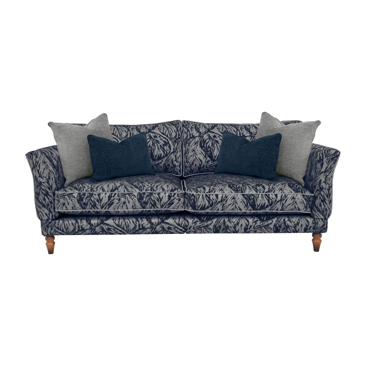 Boutique Chatterley 4 Seater Split Frame Sofa with Knole Arms - Canopy Midnight with Walnut Feet – image 1