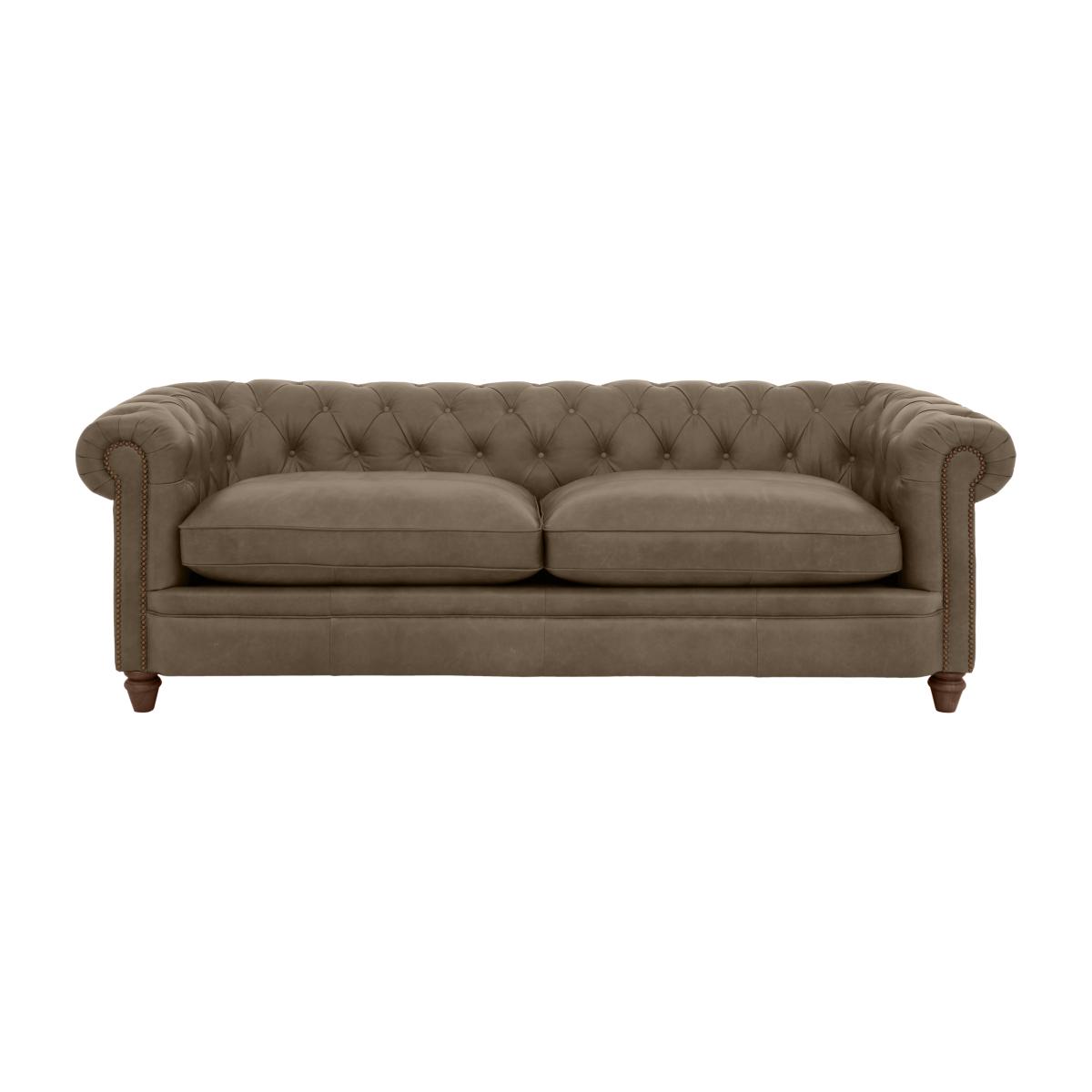 Alexander and James - Chesterfield Collection Ralph 4 Seater Leather Sofa - Case Taupe with Studs - Dark Feet