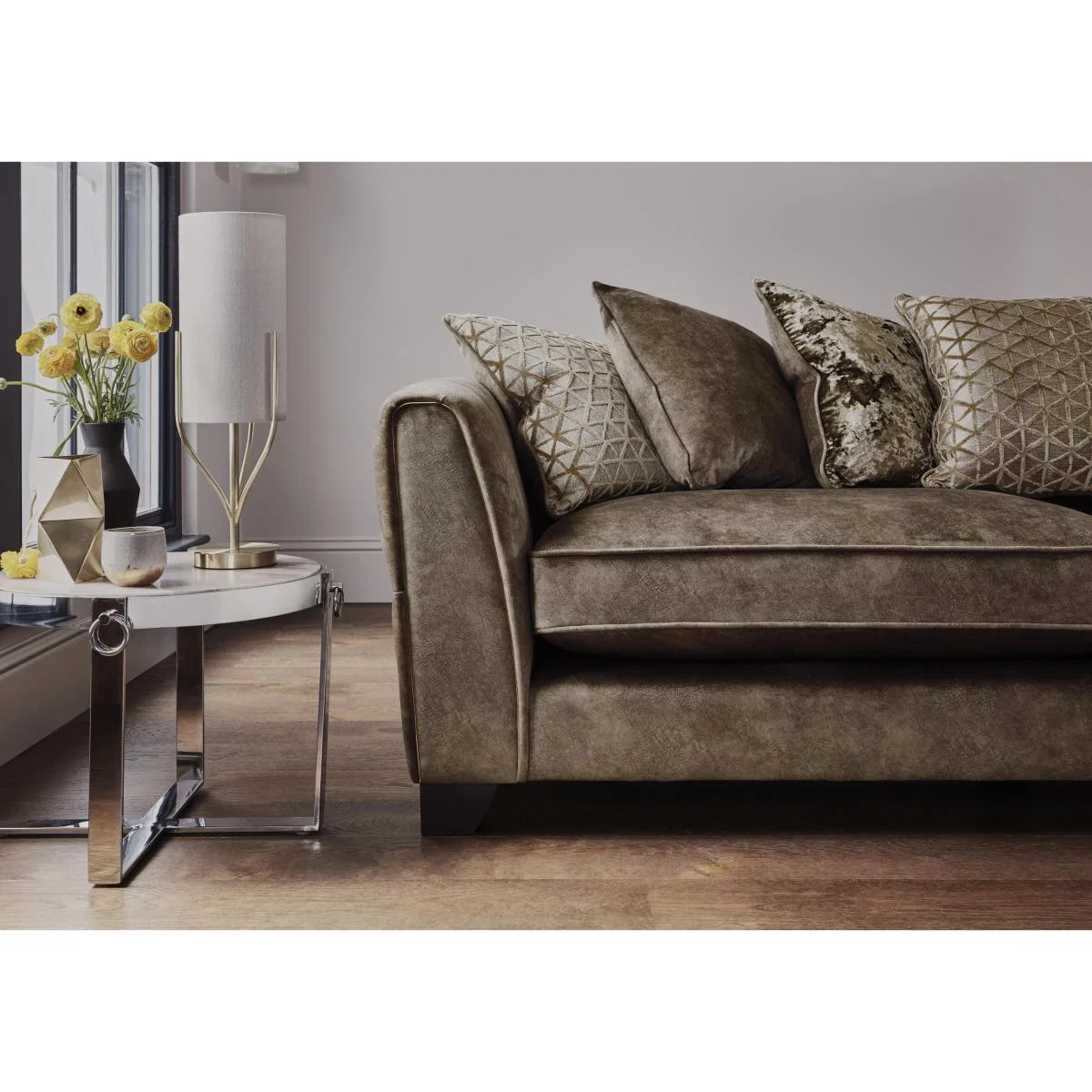 Ariana 4 Seater Fabric Pillow Back Sofa - Dapple Chocolate – image 4