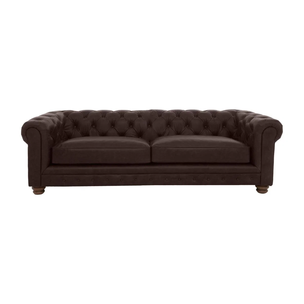 Alexander and James - Chesterfield Collection Hugo 4 Seater Leather Sofa - Cake - Dark Feet