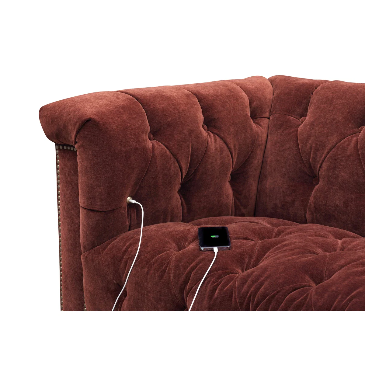 At The Helm - Wallace 4 Seater Fabric Chesterfield Sofa with USB-C – image 2